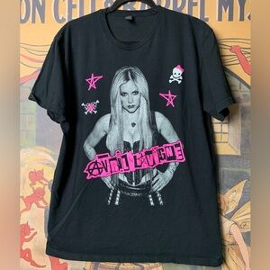 Avril Lavigne Tour Merch Front & Back Black Graphic T-Shirt